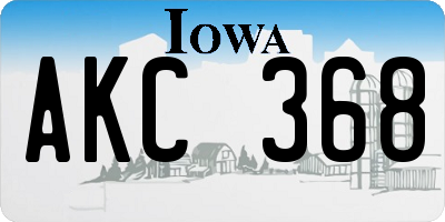 IA license plate AKC368