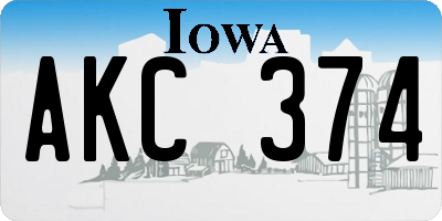 IA license plate AKC374