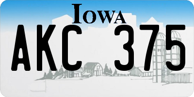 IA license plate AKC375