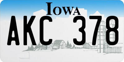 IA license plate AKC378