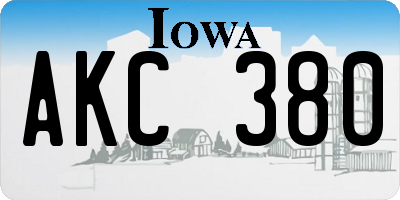 IA license plate AKC380