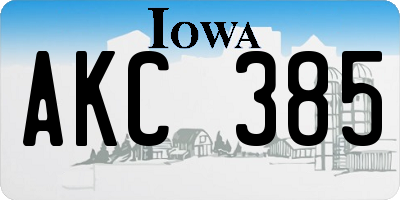 IA license plate AKC385