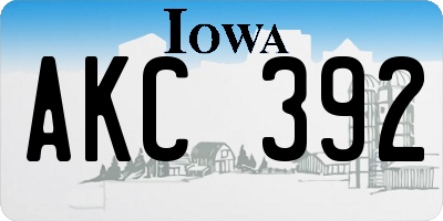 IA license plate AKC392