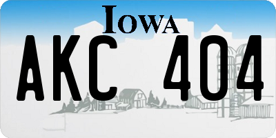 IA license plate AKC404