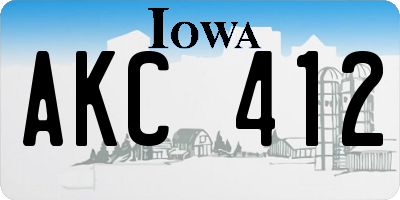 IA license plate AKC412