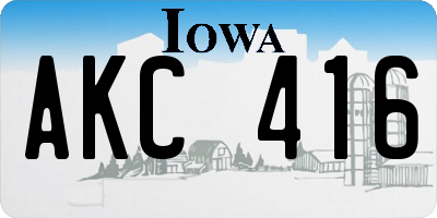 IA license plate AKC416