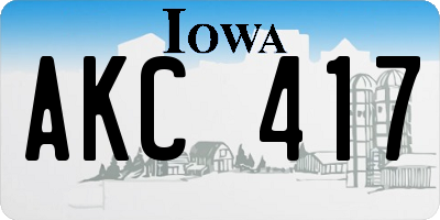 IA license plate AKC417