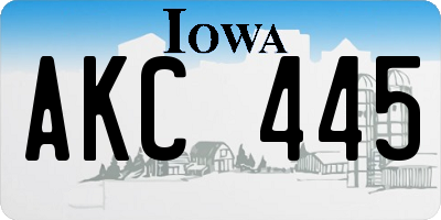 IA license plate AKC445