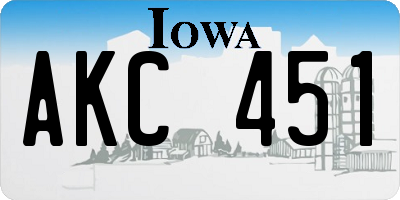 IA license plate AKC451