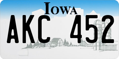 IA license plate AKC452