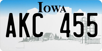 IA license plate AKC455