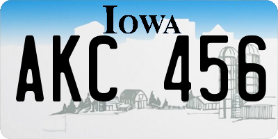 IA license plate AKC456