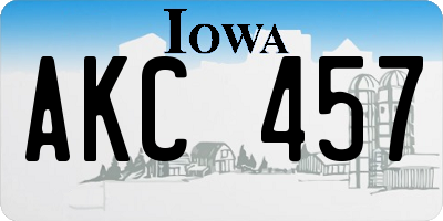 IA license plate AKC457