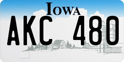 IA license plate AKC480