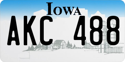 IA license plate AKC488