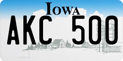 IA license plate AKC500