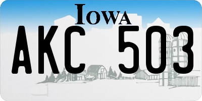 IA license plate AKC503
