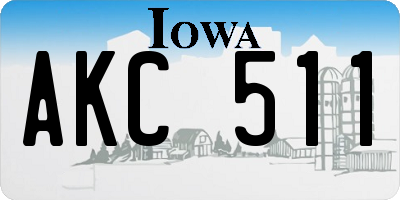 IA license plate AKC511