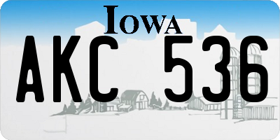 IA license plate AKC536