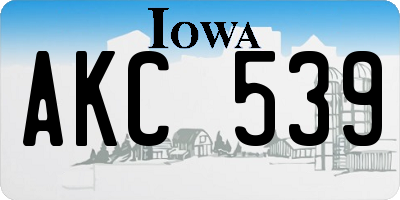 IA license plate AKC539