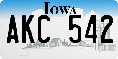 IA license plate AKC542