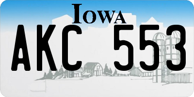 IA license plate AKC553