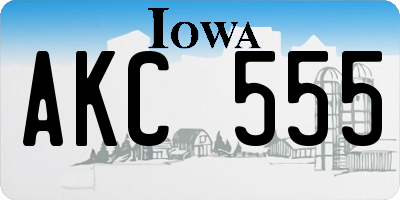IA license plate AKC555