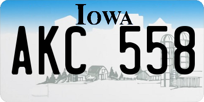 IA license plate AKC558