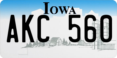 IA license plate AKC560