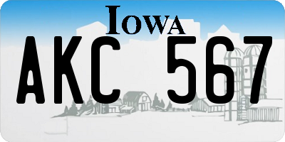 IA license plate AKC567