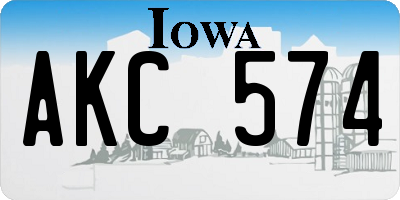 IA license plate AKC574