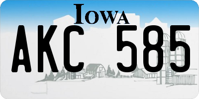 IA license plate AKC585