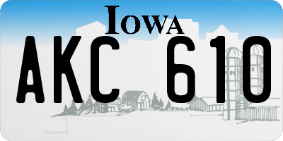 IA license plate AKC610