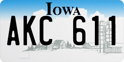 IA license plate AKC611