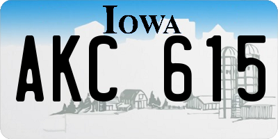 IA license plate AKC615