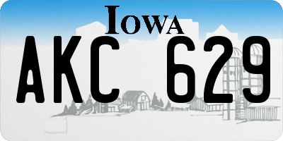 IA license plate AKC629