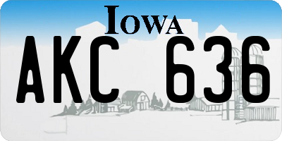 IA license plate AKC636