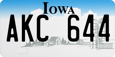 IA license plate AKC644