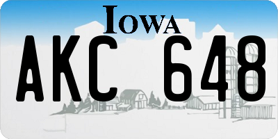 IA license plate AKC648