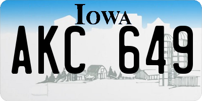 IA license plate AKC649
