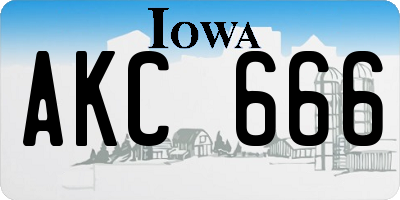 IA license plate AKC666