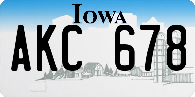 IA license plate AKC678