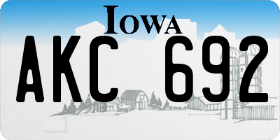 IA license plate AKC692