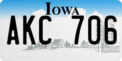 IA license plate AKC706