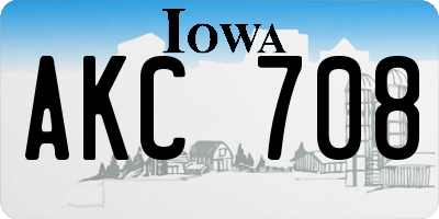 IA license plate AKC708