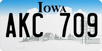 IA license plate AKC709
