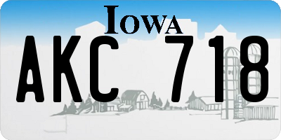 IA license plate AKC718