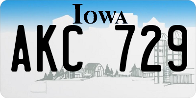 IA license plate AKC729