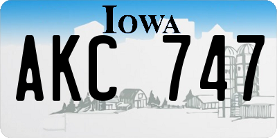 IA license plate AKC747