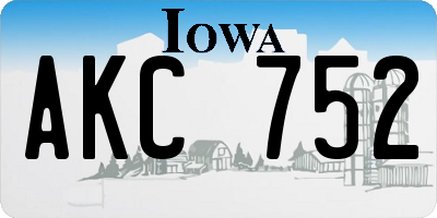 IA license plate AKC752